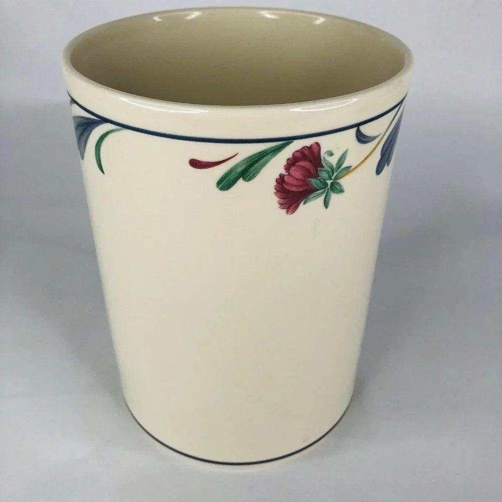 Lenox Poppies On‎ Blue Canister With Wood Lid Large
